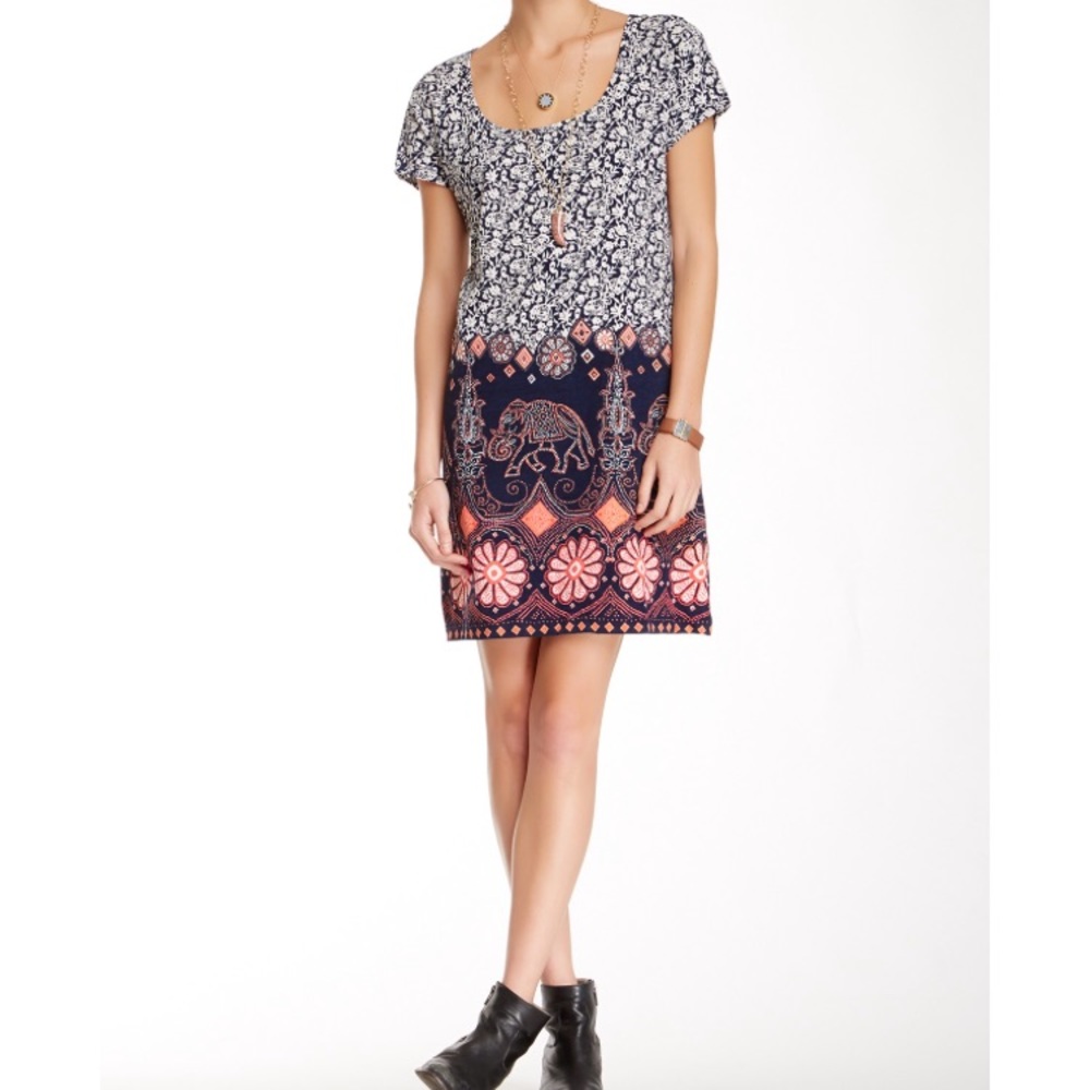 Lucky elephant print tee shirt dress